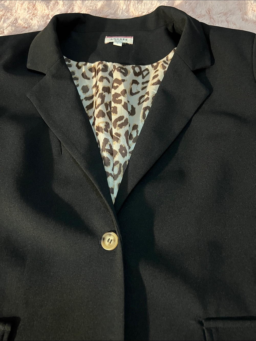 Andree Black Blazer with Leopard-Print Lining Like New Never Worn - Picture 8 of 8